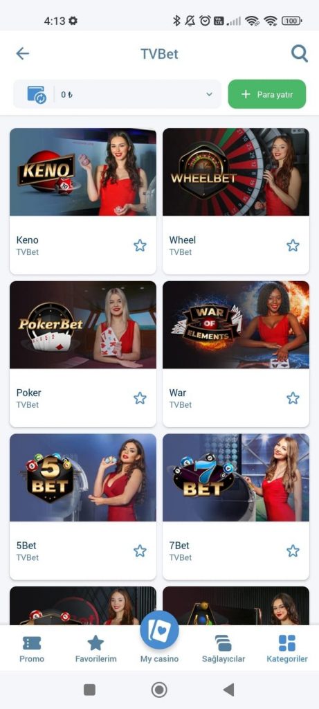 ألعاب الكازينو التلفزيوني 1xbet